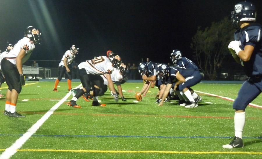 Carlmont on offense at the line of scrimmage