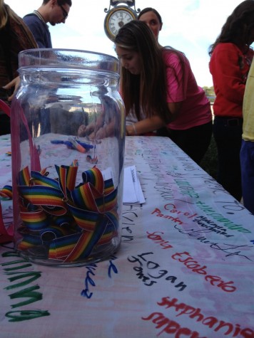 Many people came to the Quad to support the GSA and signed the Ally Pledge.