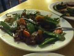 Snow Pea Beef with carrots and garlic