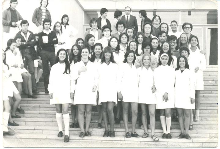 Roberta Scott, right of the second to last row, with her senior class in Argentina