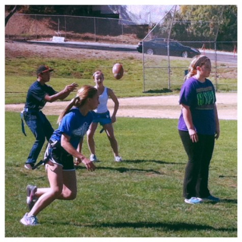 Sophomores practice for the upcoming Powder Puff tournament.
