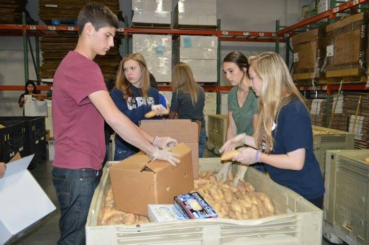 Carlmont students participate in a service activity for Key Club.