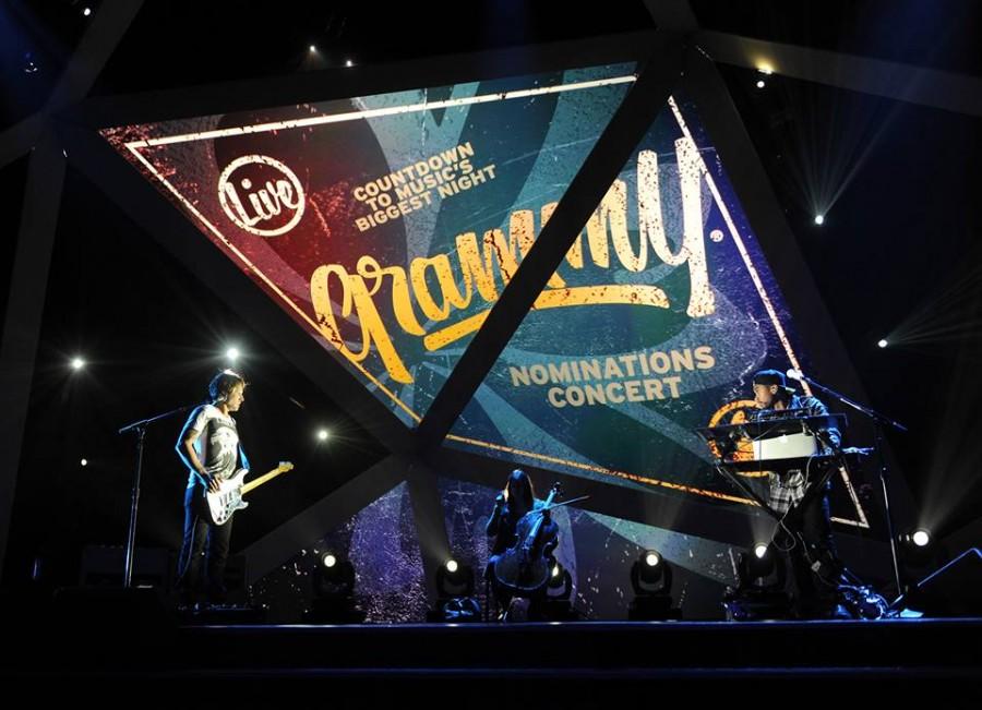 Keith Urban and Miguel performing together at the Grammy Nominations.