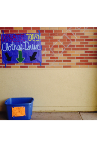 Decorative banners, posters, and bins are placed around campus by Carlmonts third period leadership class in an attempt to encourage donation of gently used clothes that will go to anti-trafficking organizations.