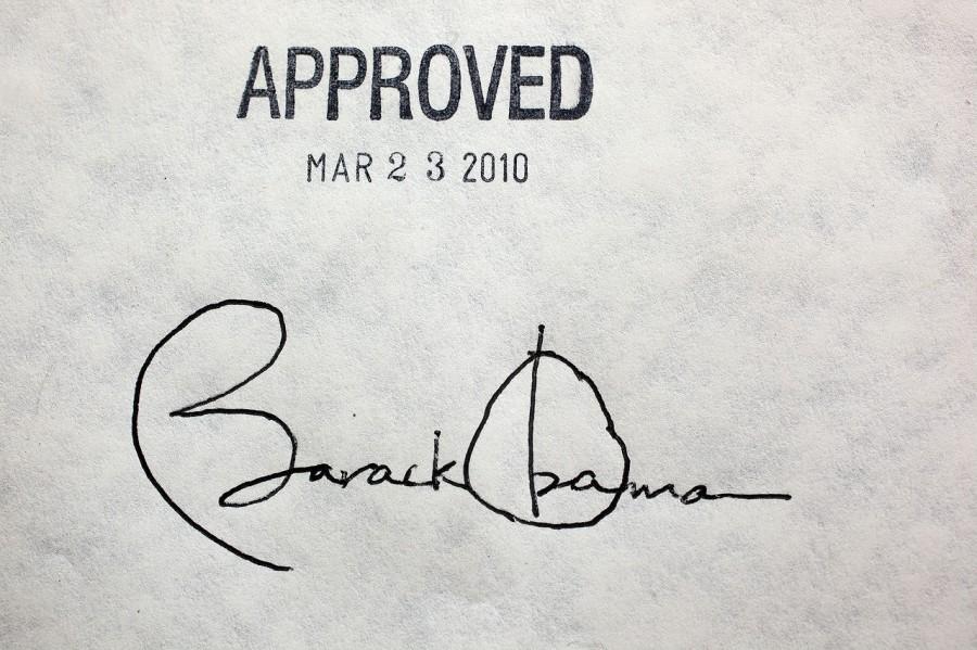 President Obamas signature on the law was used as a rallying picture for Democrats (Wikipedia)
