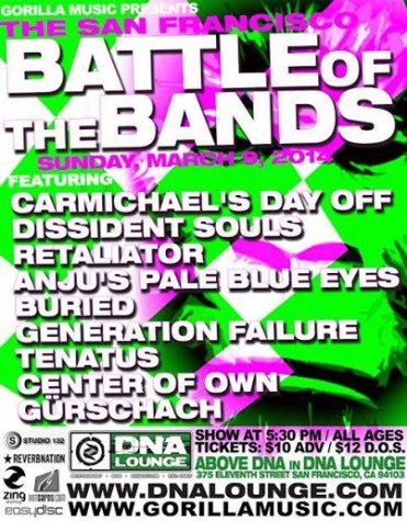 Carmichaels Day Off is one of nine bands performing this Sunday. Photograph from dnalounge.com.