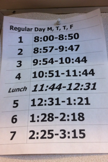 The current regular-day schedule at Carlmont