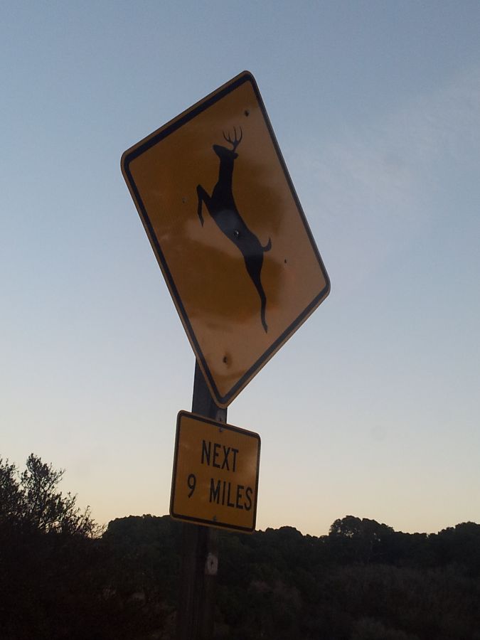 A deer traffic sign near Alameda reminds drivers to  be more cautious and beware of upcoming wildlife.