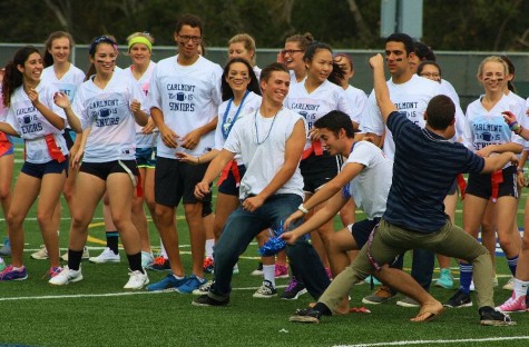 The senior team surprised spectators during their Powderpuff game with an impromptu dance number by both the girls on the team and their enthusiastic male cheering section.