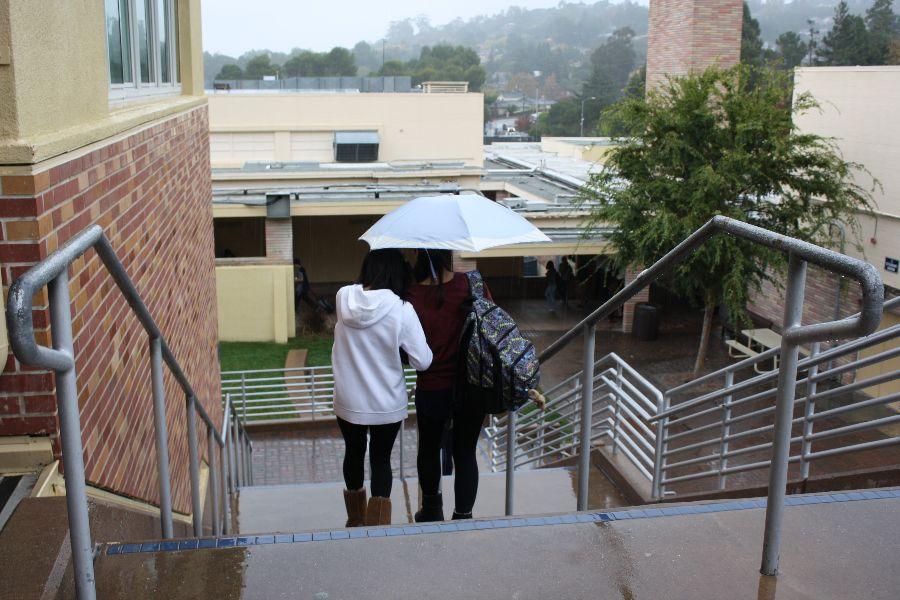Students cope with heavy rain