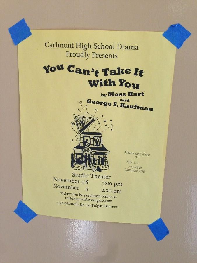 The school play You Cant Take It with You is being performed this week in the Performing Arts Center.