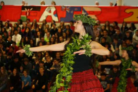 Junior Kiana Edwards danced the hula with the Polynesian club. 