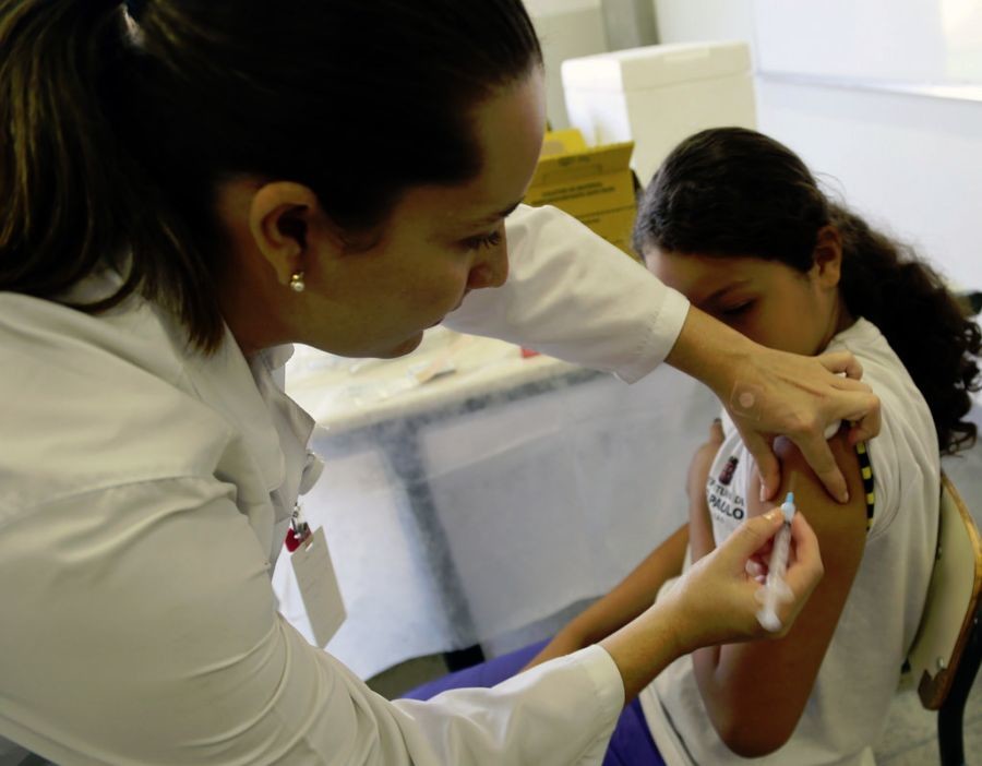 A HPV vaccination is administered in San Paulo, Brazil.