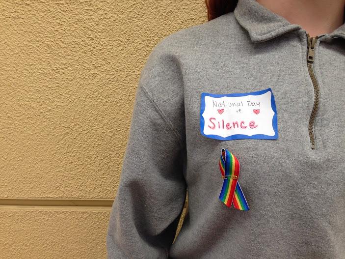 Many+Carlmont+students+wore+name+tags+and+ribbons+today+in+support+of+Harmonys+annual+Day+of+Silence.
