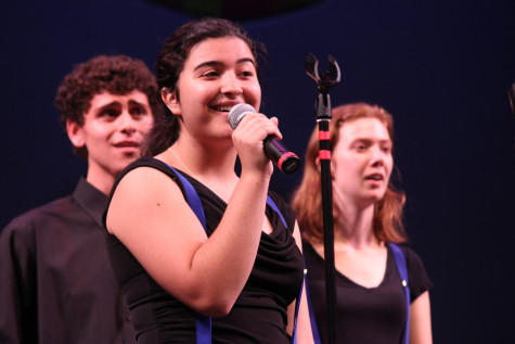 Sophomore Marjan Moshiri performs  a solo in the song Moondance by Van Morisson at the 2015 pops concert.