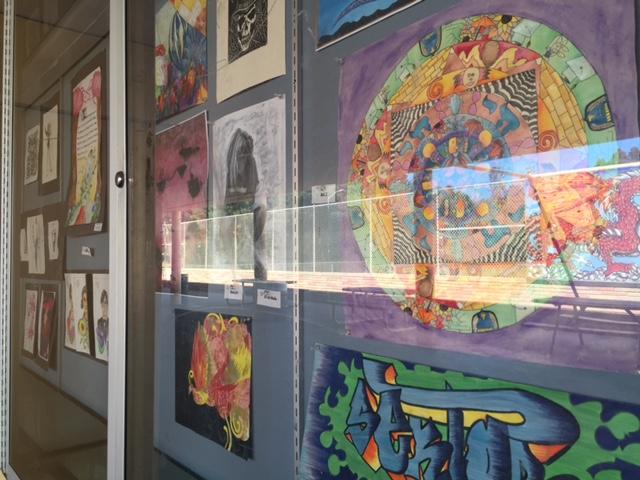 Carlmonts updated display case features the work of students.