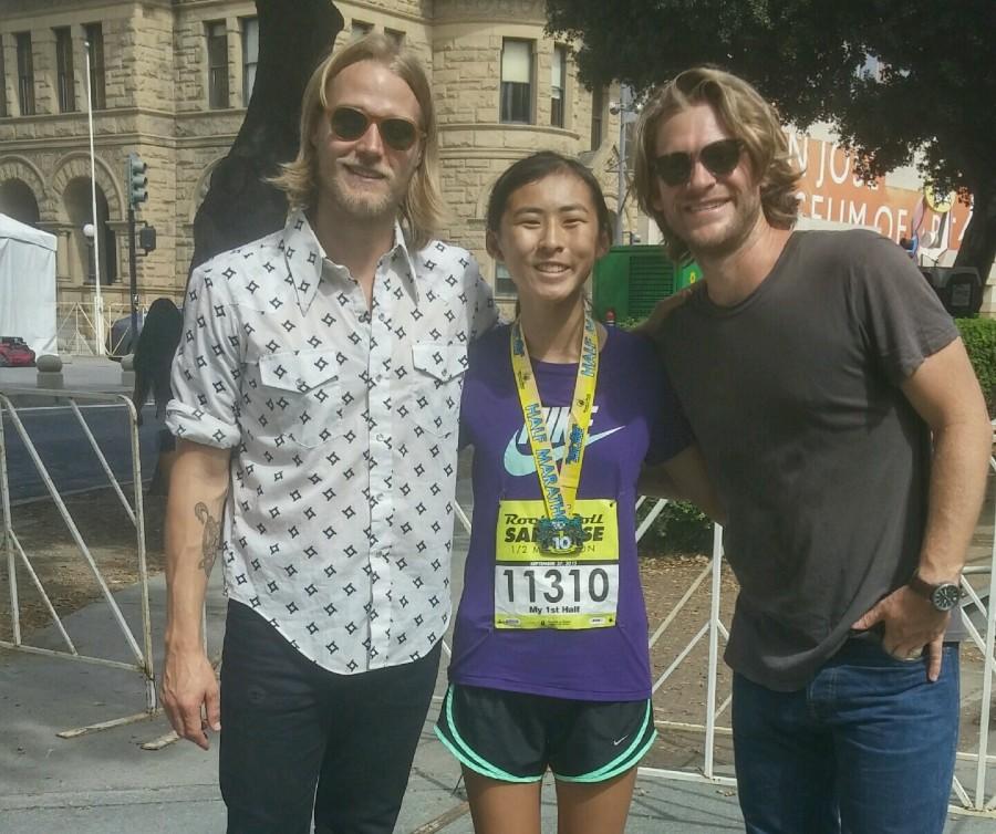 During Thanksgiving break, many people do things they wouldn't be able to do during school. Sophomore Miya Okumura (center), finishes the San Jose Rock n’ Roll half-marathon and takes a photo with rock duo Jamestown Revival. “I ran the first nine miles, walked the rest, and afterward, I got a frappucino,” said Okumura, laughing. 