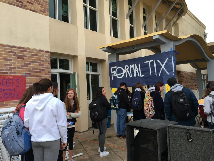 Students wait in line to purchase formal tickets on Jan. 12. 