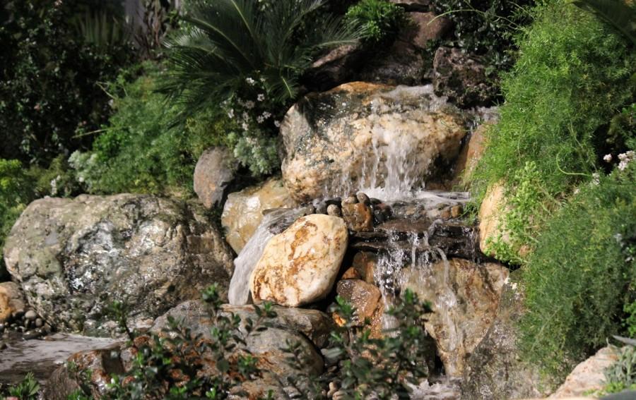 A waterfall was displayed at the front entrance as one landscaper tried to entice new clients. 
