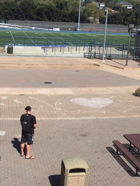 Daniel Zorb got to leave school early this morning  for his water polo tryout for the US national team. All of Carlmont is rooting for him with inspiring chalk messages. 