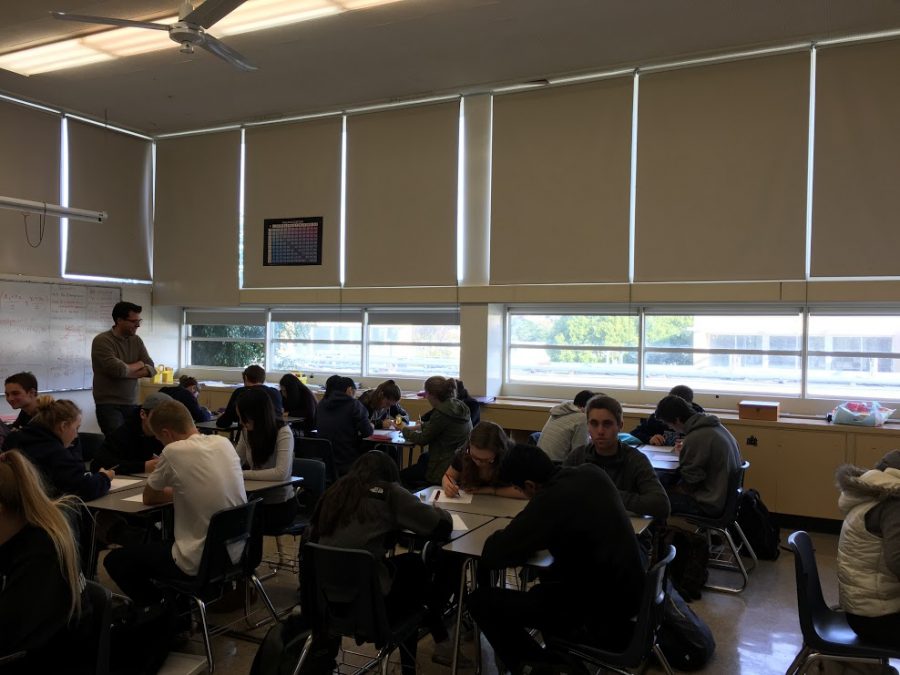 Students at Carlmont High School work in their calculus class.