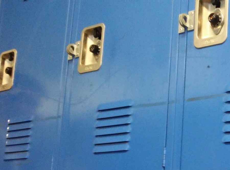 Lockers in the boys locker room at Carlmont that many items have been stolen from. 