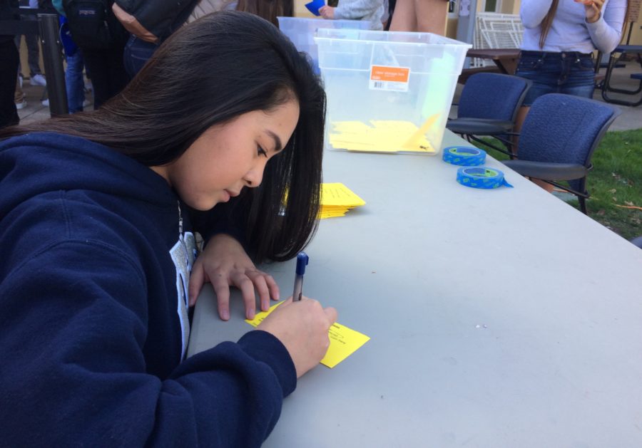 Sophomore Sophia Mercado exercises her voting rights during lunch on Feb. 24.