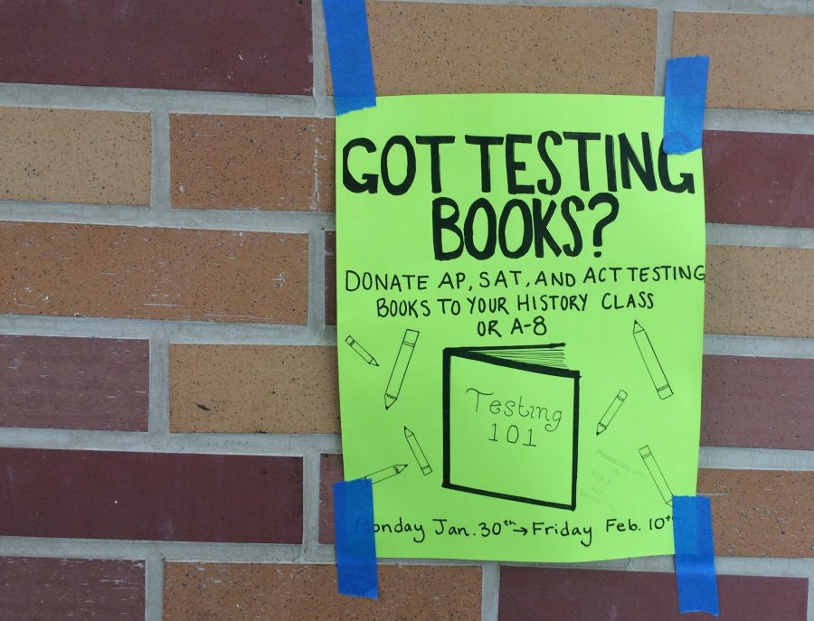 ASB+promotes+the+testing+book+drive+around+campus.