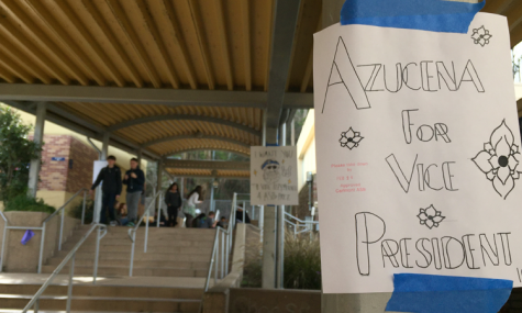 Posters made by candidates can be seen around campus.