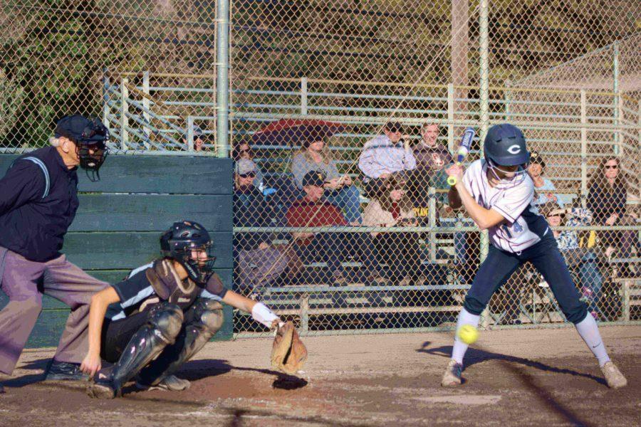 Carlmont junior Haley Masters steps up to the plate during the Scotss big win. 