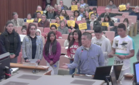 School counselor Edgardo Canda and a group of immigrant students speak before the San Mateo City Council in favor of adopting sanctuary city status.
