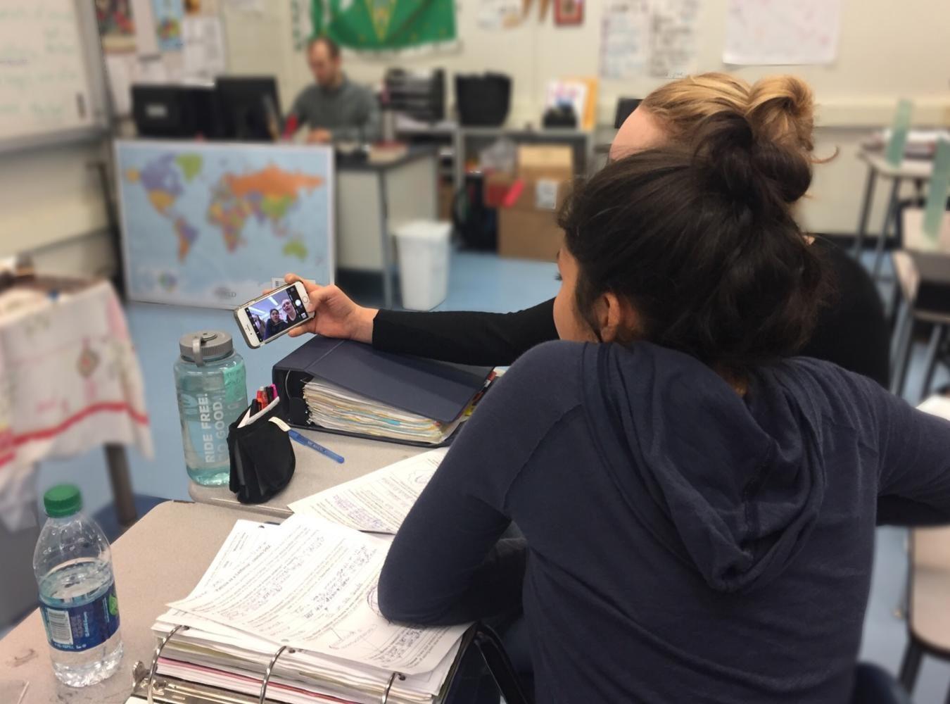 The longer class period  allows students in Spanish class to enjoy hands-on activities, such as recording videos  of conversations to review later. 
