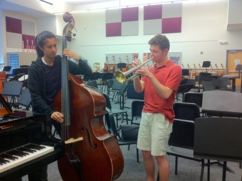James Dunning, a senior, and Jayla Chee, a sophomore, are practicing hard for the upcoming Spring Concert. They will be playing in the Jazz Ensemble on Friday. 