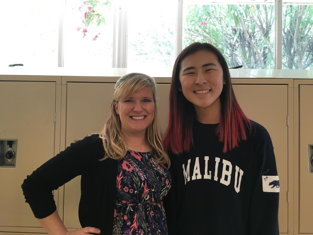 Math teacher Allison Davis (left) had a huge impact on her student, Miya Okumura (right), who she taught for two years. Davis was the first teacher Okumura felt comfortable talking to and going to for help because she is always passionate about her job and always there to support her students through their toughest times.