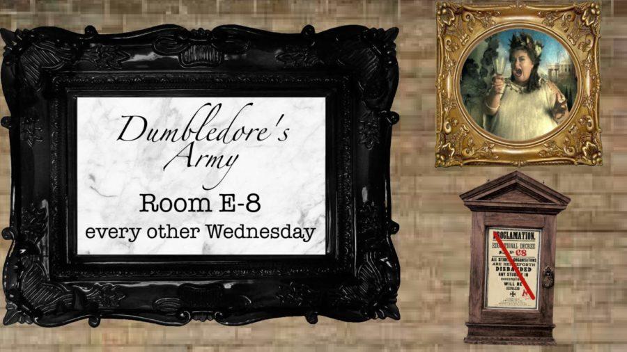 This is the flyer for Dumbledores Army, showing members when and where to meet. I thought I would strengthen my bond with my friends and create new ones with people who enjoy Harry Potter, said sophomore and club member Chloe Stanks.