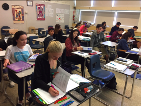 Students take a math contest to receive extra credit. 
