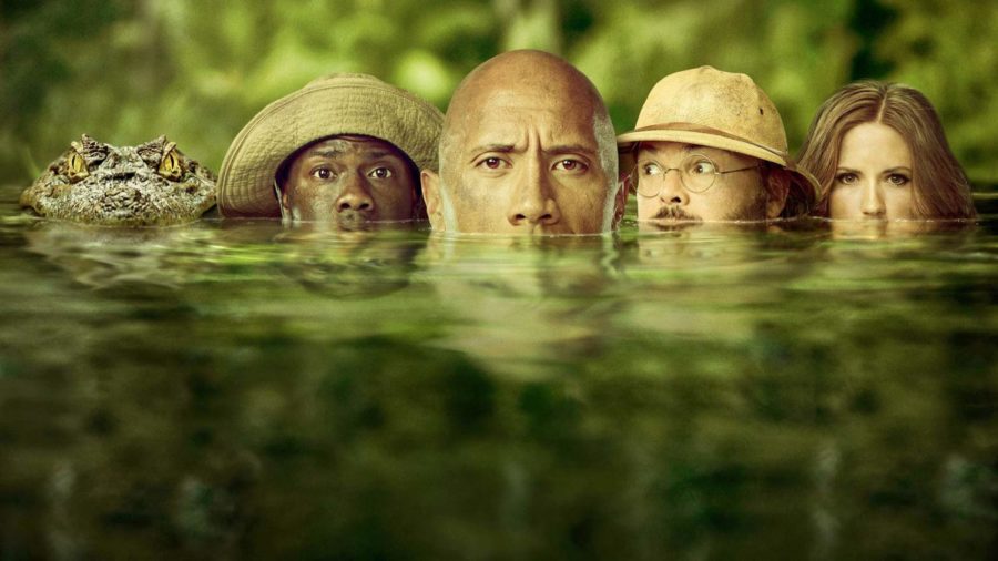 Jumanji: Welcome to the Jungle stars Dwayne Johnson, Kevin Hart, Jack Black, and Karen Gillan.