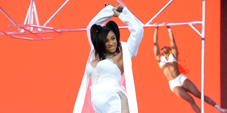 Cardi B performs while pregnant at Coachella Valley Music and Arts Festival this year after releasing her debut album, Invasion of Privacy.