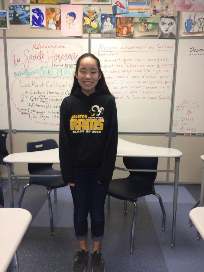 Karina Tseng revisits her days at Ralston Middle School on Throwback Thursday by wearing a Ralston hoodie to school. 