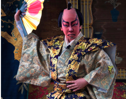 At the childrens kabuki theater in nagahama, performers allure audiences with bright costumes. Traditionally, kabuki is performed only by men but as it gets more international and modern women have occasionally come in as parts too.