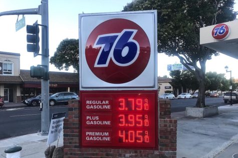 This gas station in Belmont, Calif. shows average gas prices per gallon for different types of gasoline.