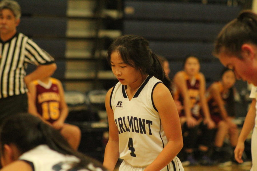 Morgan Yee, a junior, takes her time before shooting her free throw.