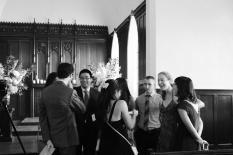 A group of friends gathered at my cousins wedding, nearly a decade after their college graduation.