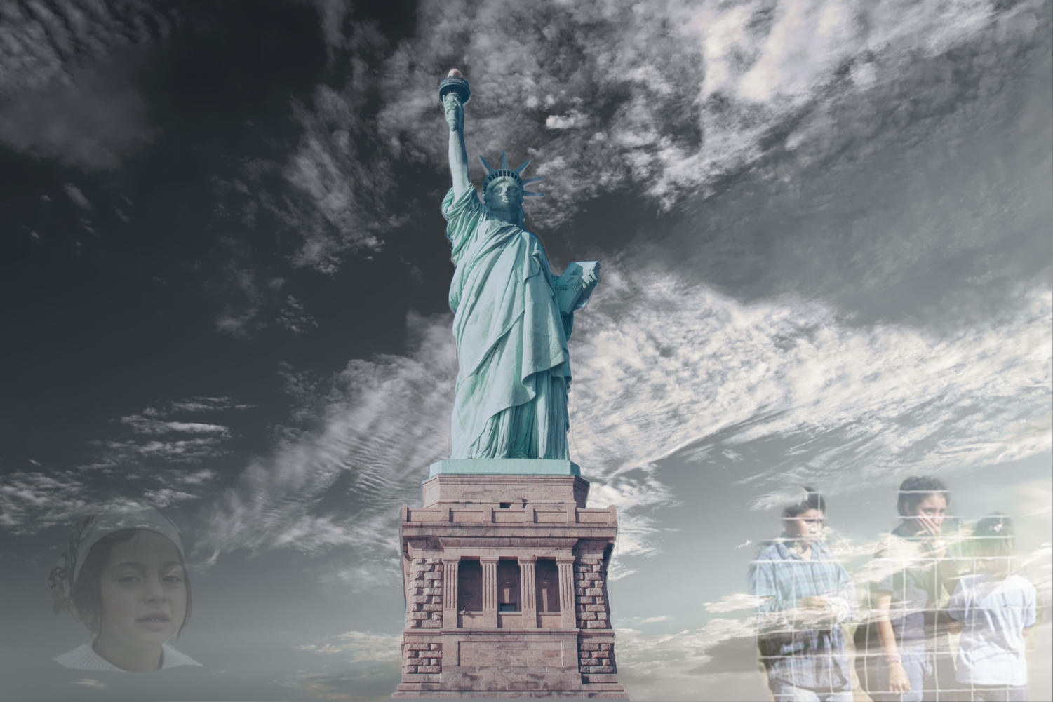 The Statue of Liberty stands tall, representing the freedom of America.