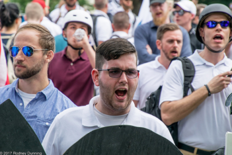 James Alex Fields Jr., joins marchers in Charlottesville for the Unite the Right rally.