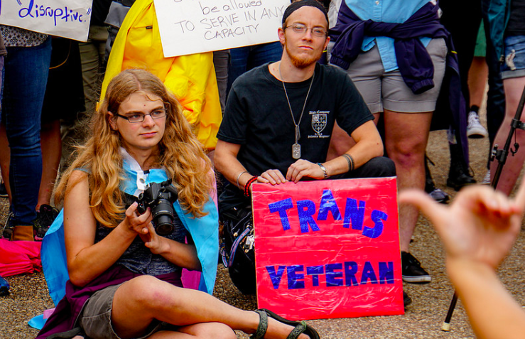 Transgender veterans protest the transgender military ban 