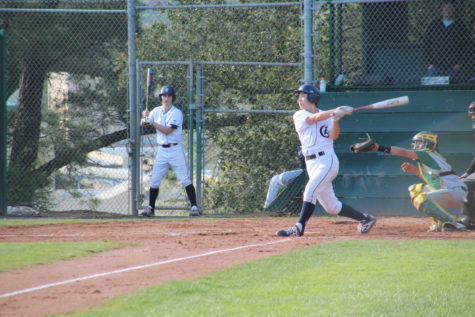 Camden Scholl, a sophomore and pitcher, attempts to get a hit.