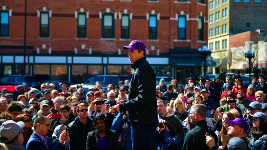 Beto ORourke speaks to potential voters in Wisconsin during a campaign event. ORourke received national fame from his Senate campaign against Ted Cruz. 
