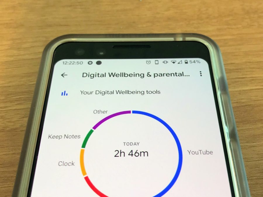 A+device+running+Googles+Digital+Wellbeing+software+helps+a+user+measure+the+time+spent+on+specific+apps.+Digital+Wellbeing+helps+Android+users+control+how+they+use+their+device+to+curb+phone+addiction.