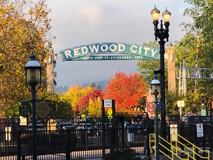 This sign is in the heart of Redwood City and welcomes people into the community.